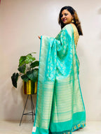 Blue Banarasi Mashru Silk Saree — Handwoven, Festive & Wedding