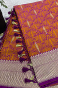 Multicolor Banarasi Mashru Silk Saree — Leaf Design, Festive