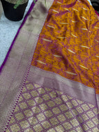 Multicolor Banarasi Mashru Silk Saree — Leaf Design, Festive