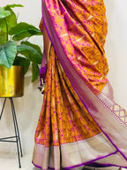 Multicolor Banarasi Mashru Silk Saree — Leaf Design, Festive