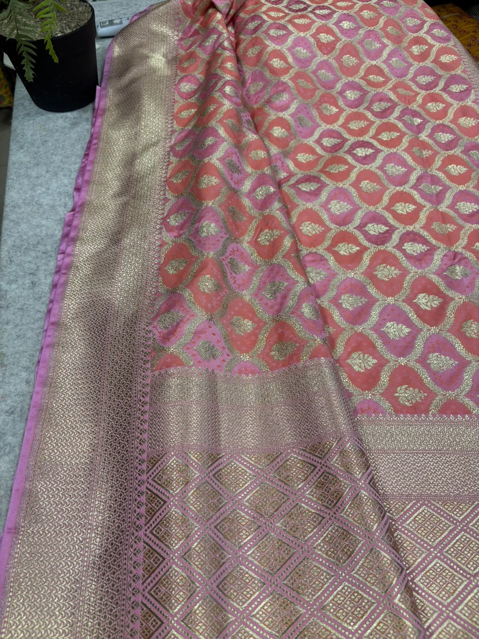 Multicolor Banarasi Mashru Silk Saree — Rangkat Design, Festive