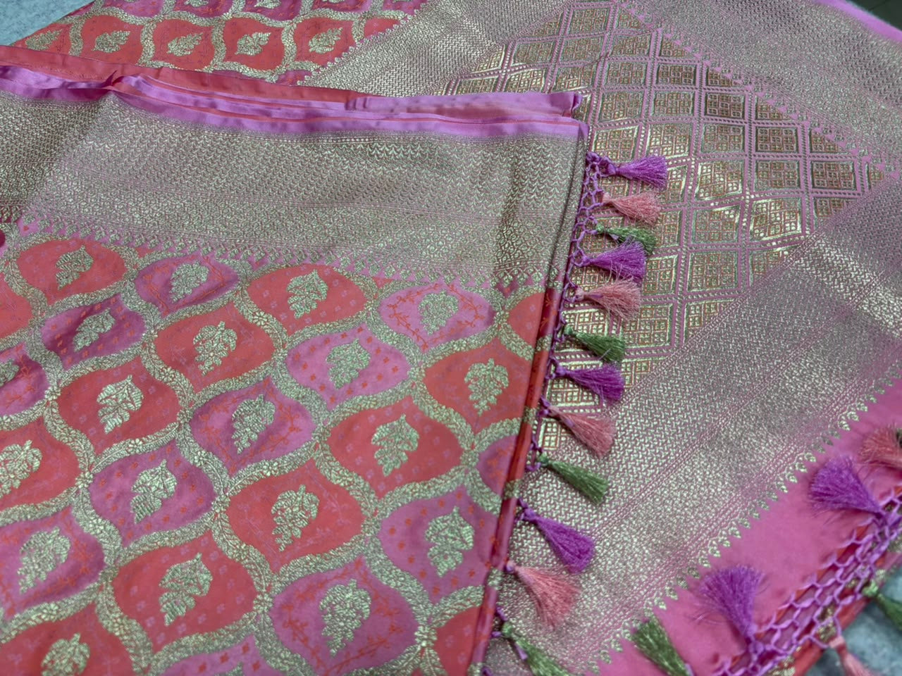 Multicolor Banarasi Mashru Silk Saree — Rangkat Design, Festive