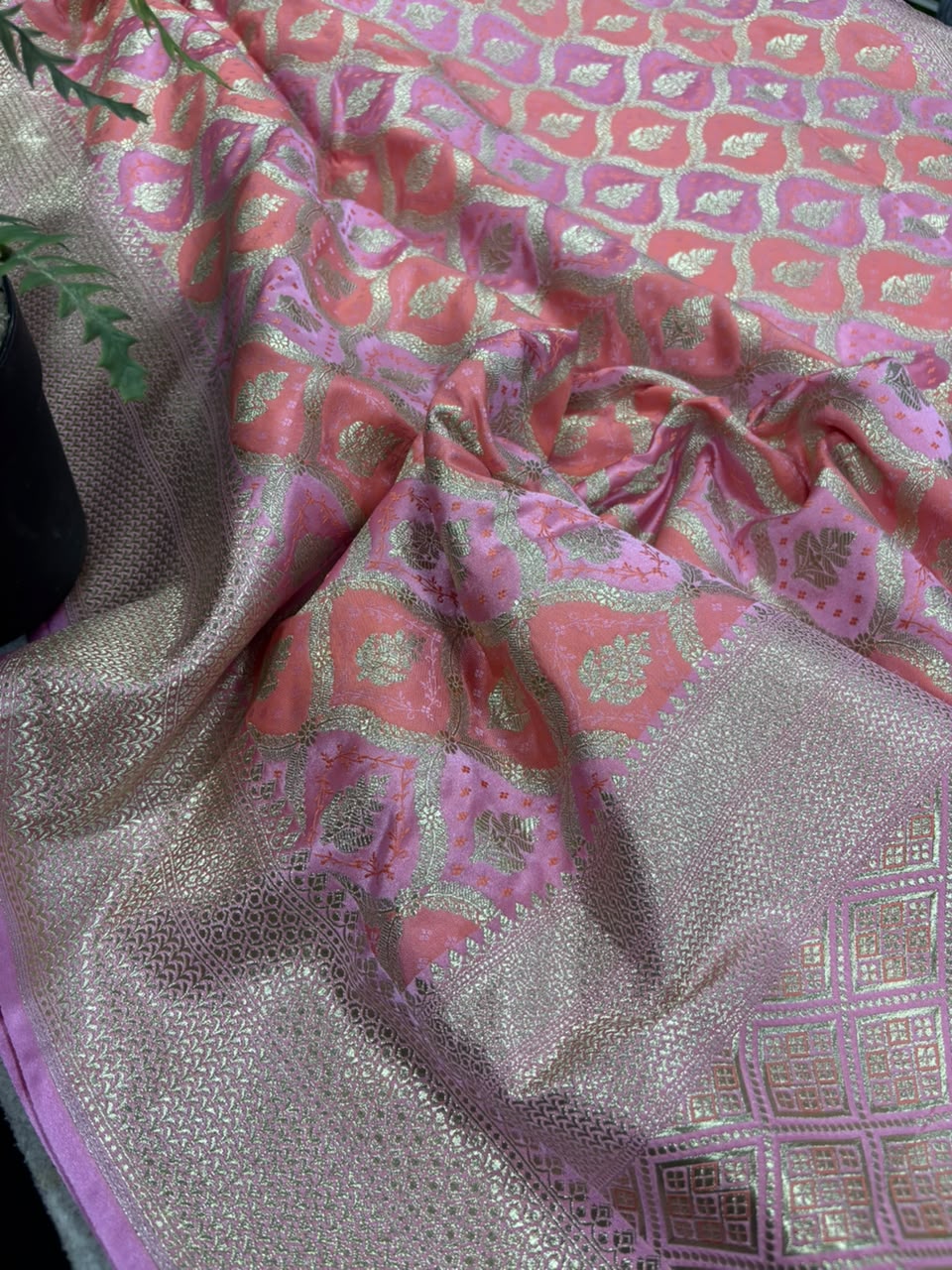 Multicolor Banarasi Mashru Silk Saree — Rangkat Design, Festive