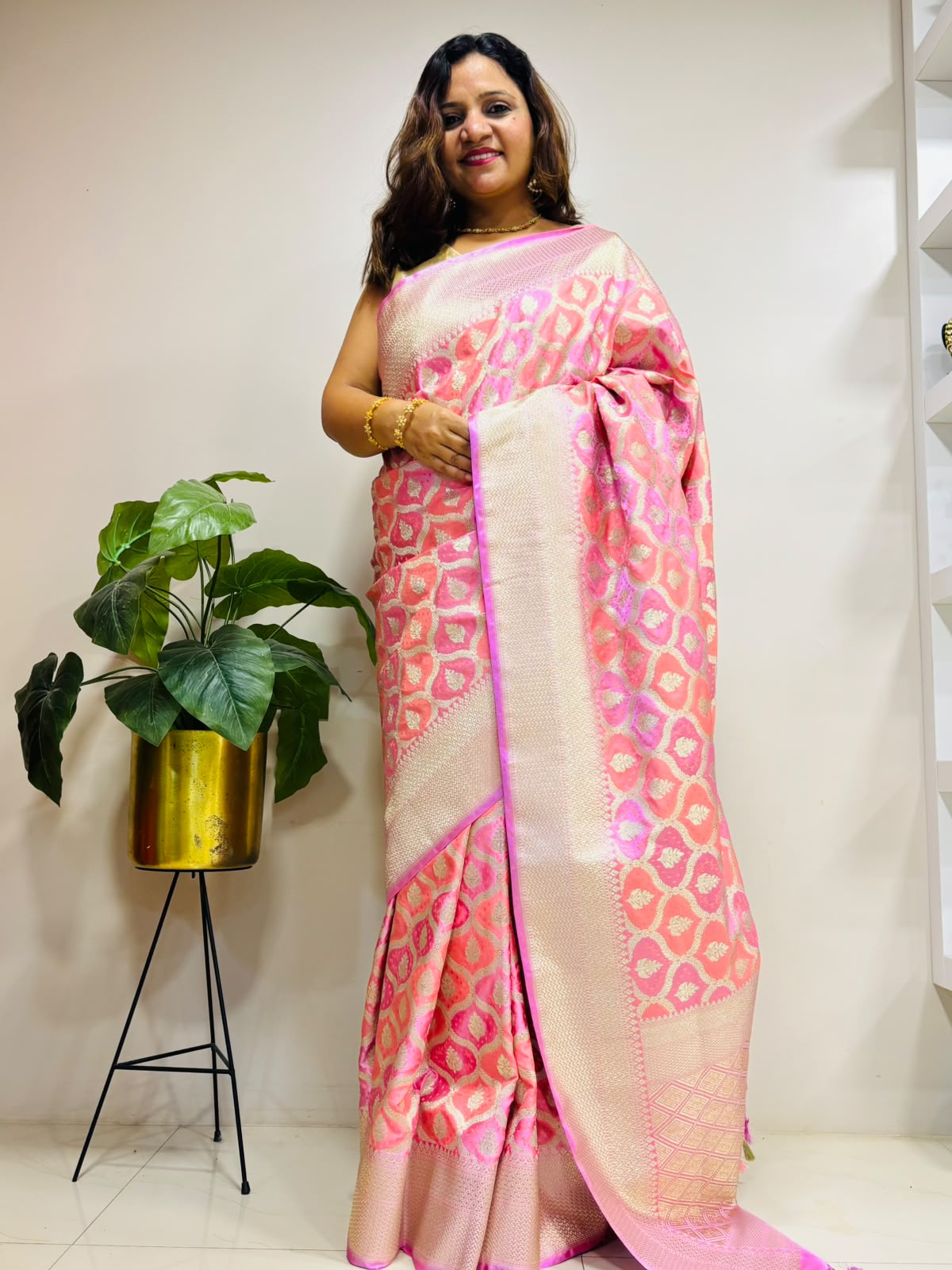 Multicolor Banarasi Mashru Silk Saree — Rangkat Design, Festive