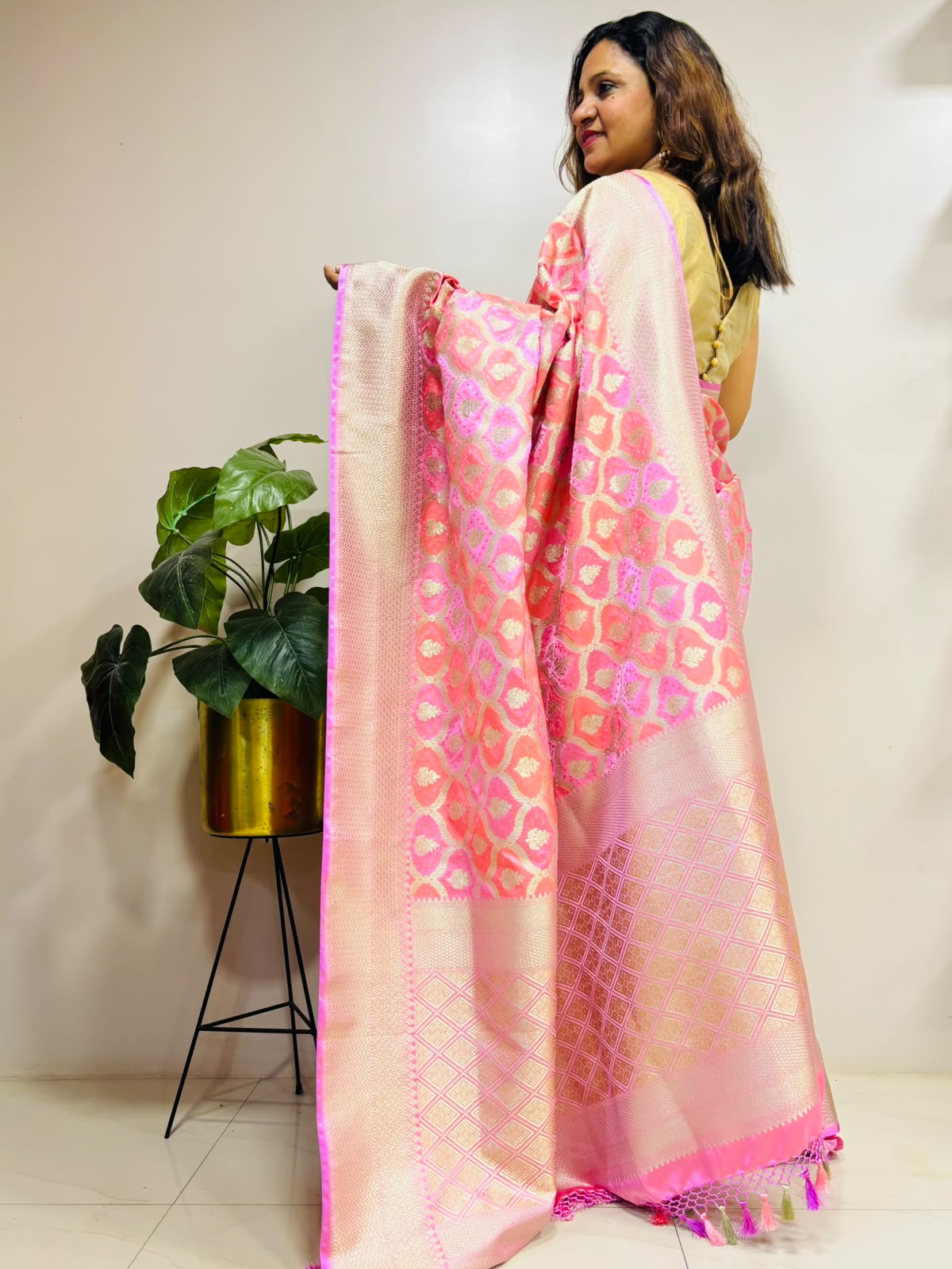 Multicolor Banarasi Mashru Silk Saree — Rangkat Design, Festive