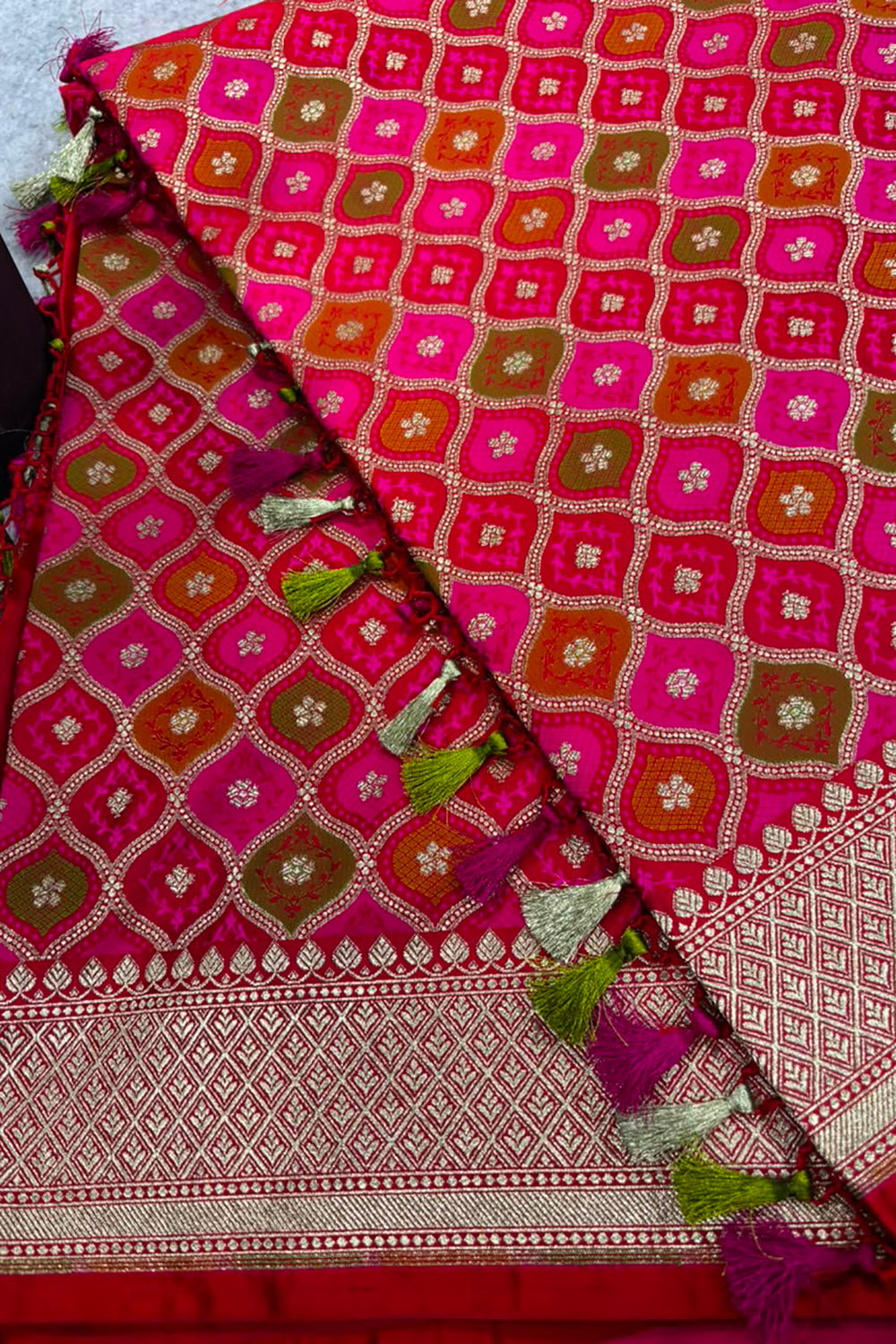 Multicolor Banarasi Mashru Silk Rangkat Design Saree