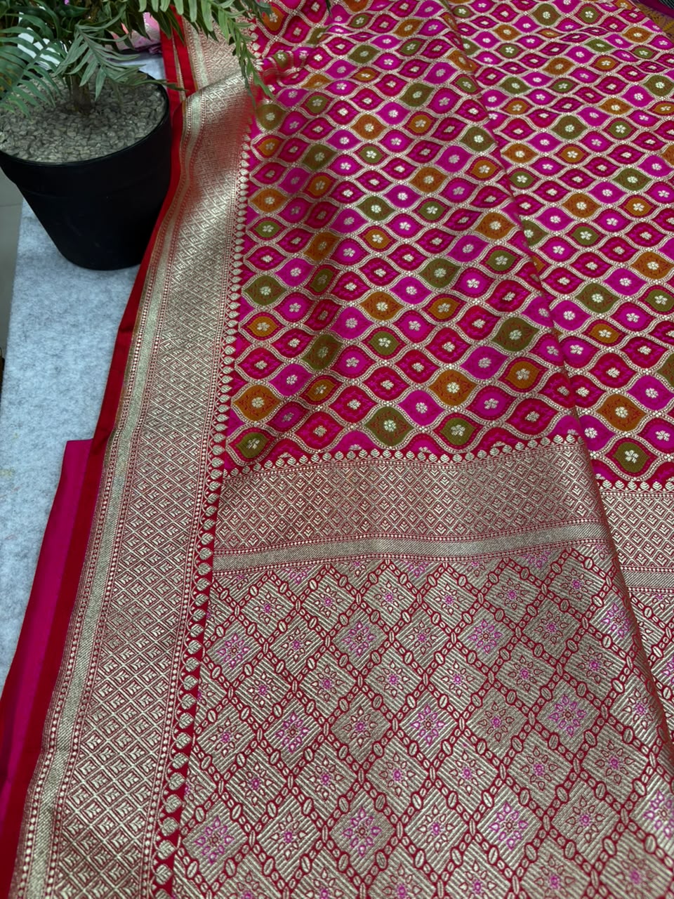 Multicolor Banarasi Mashru Silk Rangkat Design Saree