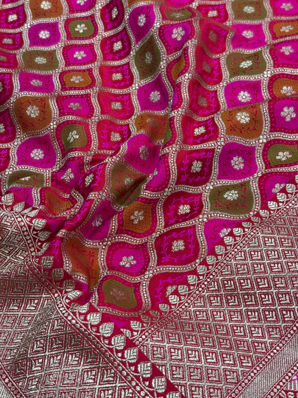 Multicolor Banarasi Mashru Silk Rangkat Design Saree