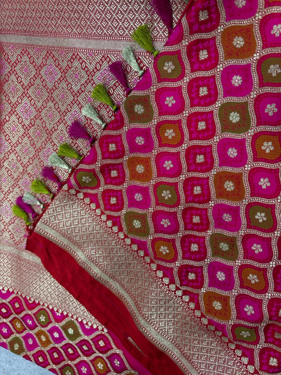 Multicolor Banarasi Mashru Silk Rangkat Design Saree