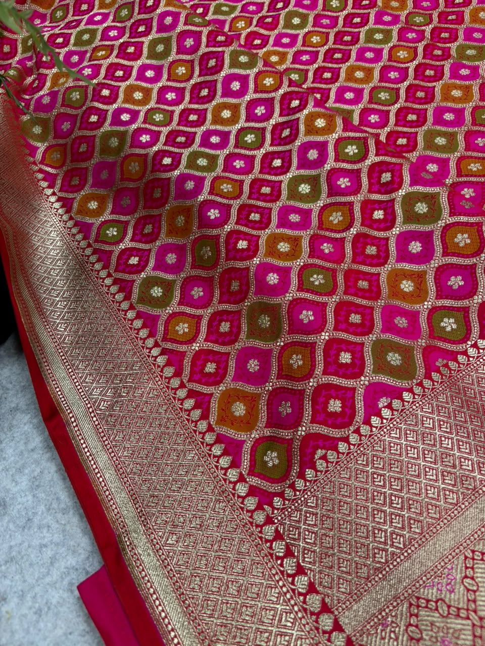 Multicolor Banarasi Mashru Silk Rangkat Design Saree