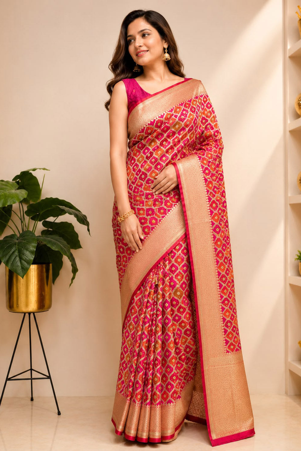 Multicolor Banarasi Mashru Silk Rangkat Design Saree