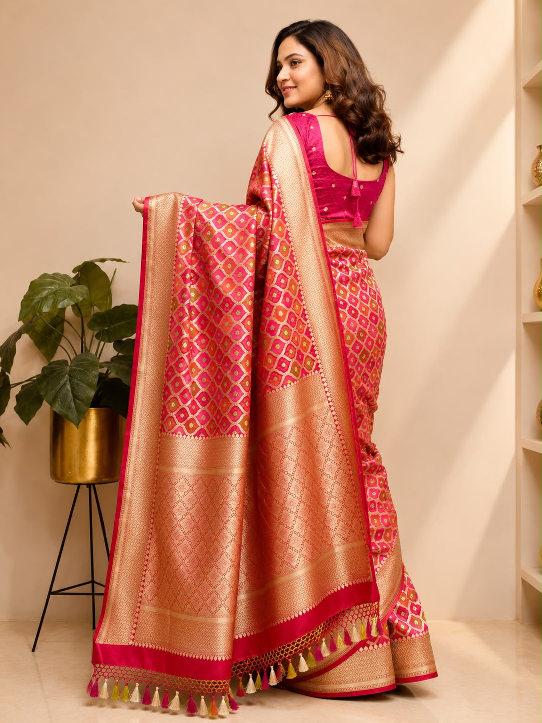 Multicolor Banarasi Mashru Silk Rangkat Design Saree