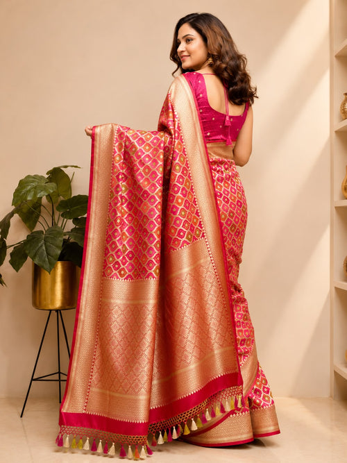 Multicolor Banarasi Mashru Silk Rangkat Design Saree