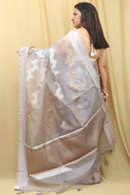 Elegant Grey Banarasi Organza Silk Sona Roopa Saree - Luxurion World