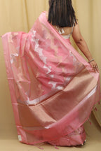 Elegant Pink Banarasi Organza Silk Sona Roopa Saree - Luxurion World