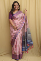 Graceful Pink Banarasi Silk Saree - Luxurion World