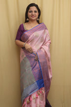 Graceful Pink Banarasi Silk Saree - Luxurion World