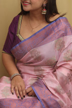 Graceful Pink Banarasi Silk Saree - Luxurion World