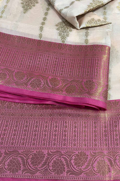 Exquisite Pastel Banarasi Cotton Silk Saree - Luxurion World