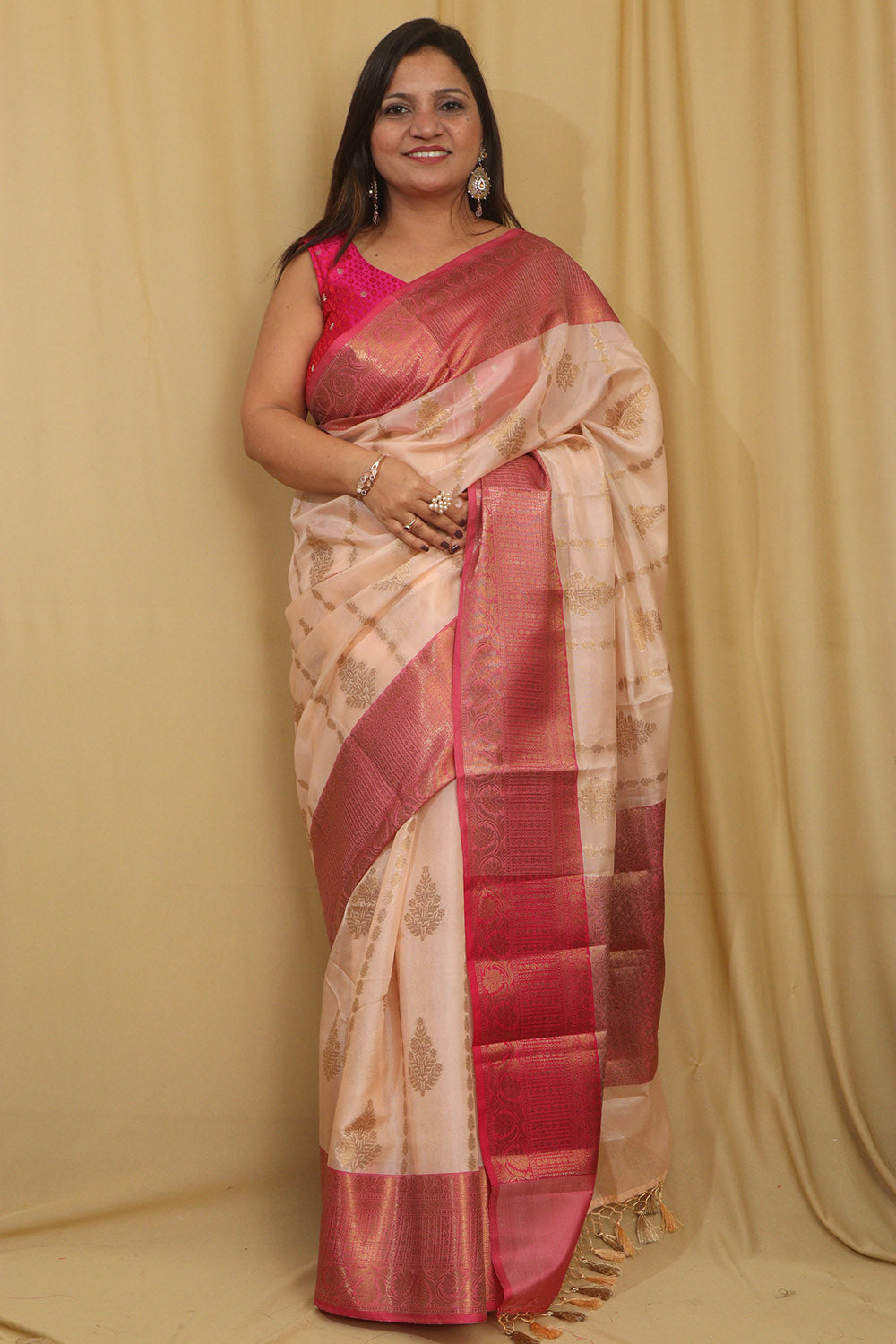 Exquisite Pastel Banarasi Cotton Silk Saree - Luxurion World
