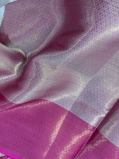 Exquisite Pastel Banarasi Cotton Silk Saree - Luxurion World
