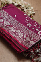Regal Purple Banarasi Silk Saree with Embroidery - Luxurion World