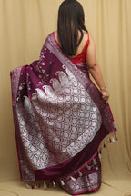 Regal Purple Banarasi Silk Saree with Embroidery - Luxurion World