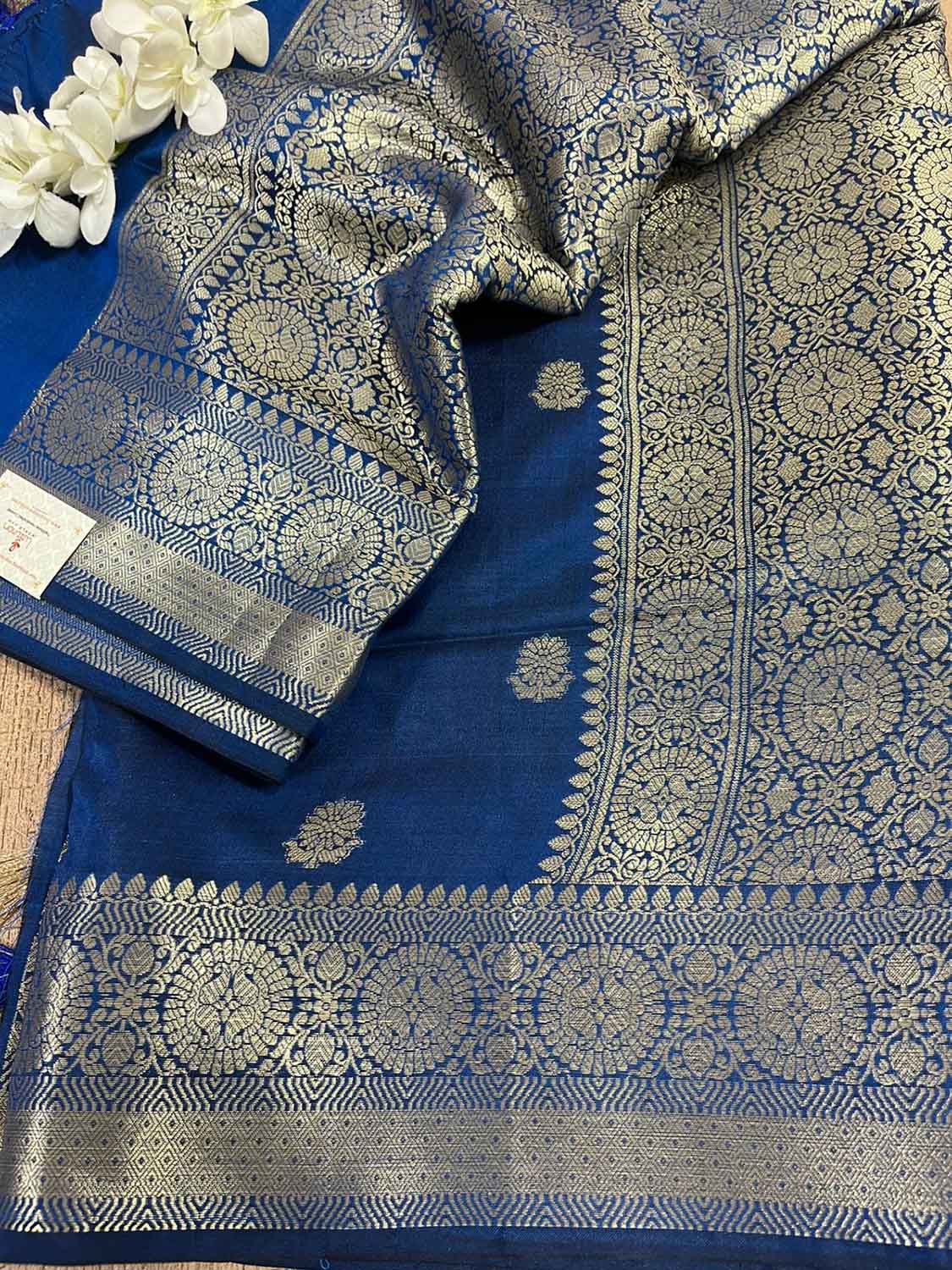 Elegant Blue Banarasi Silk Saree - Luxurion World