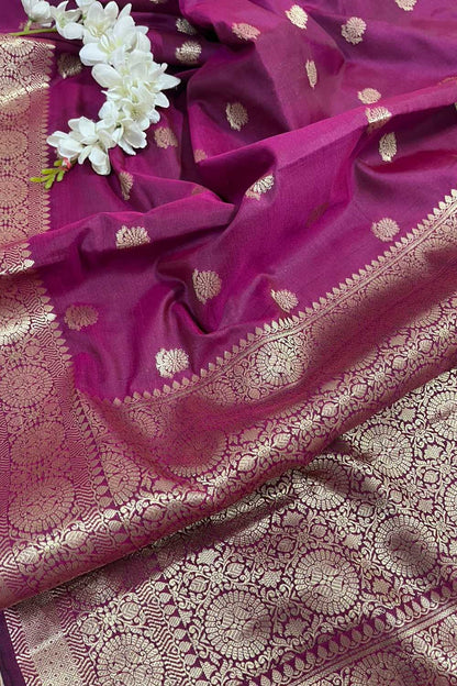 Elegant Purple Banarasi Silk Saree - Luxurion World