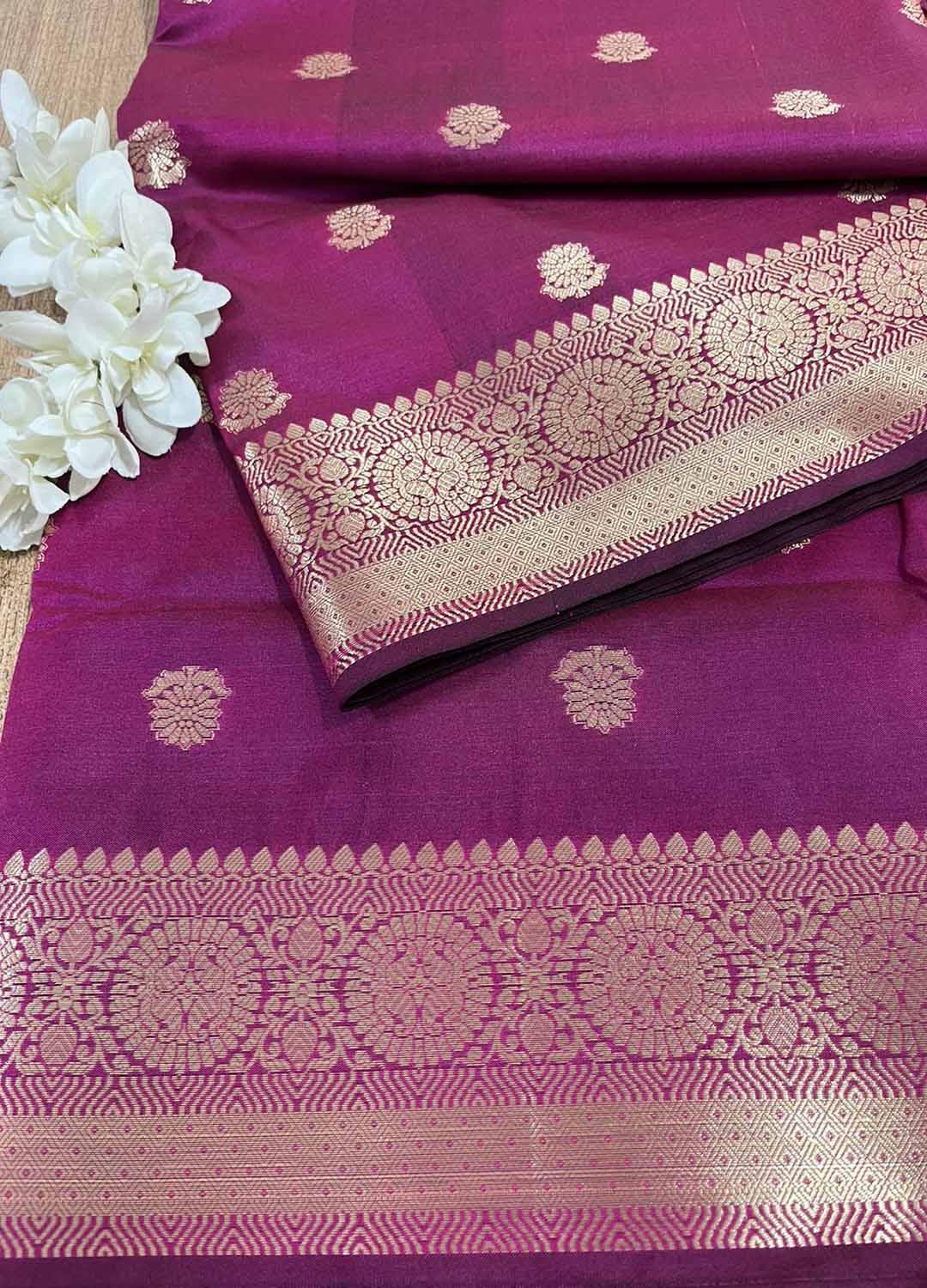 Elegant Purple Banarasi Silk Saree - Luxurion World