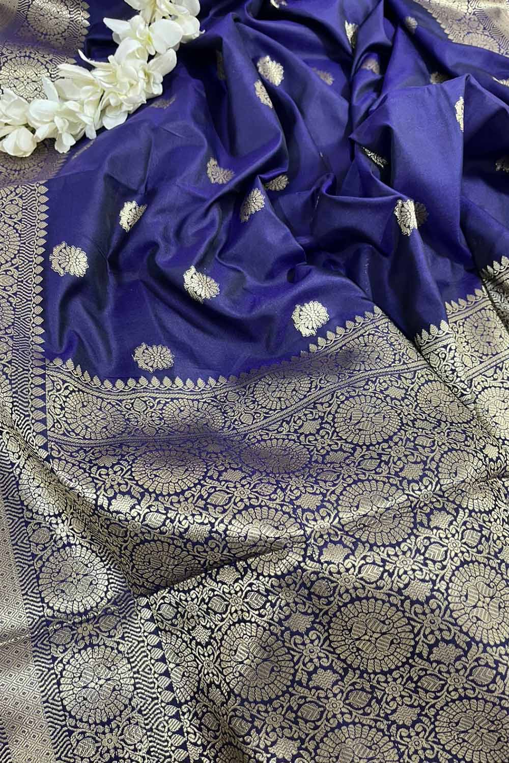 Royal Blue Banarasi Silk Saree - Classic Elegance - Luxurion World