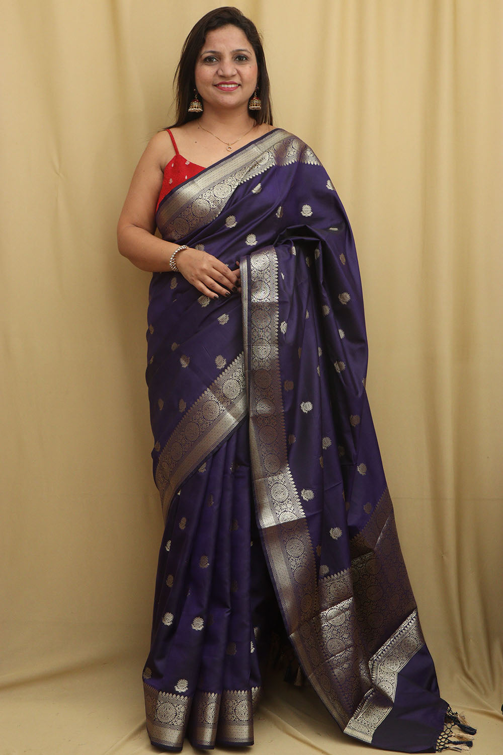 Royal Blue Banarasi Silk Saree - Classic Elegance - Luxurion World