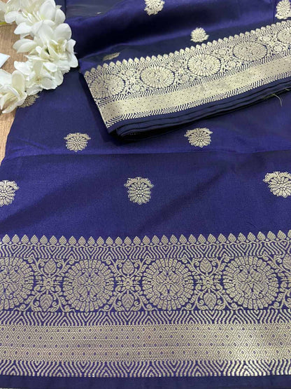 Royal Blue Banarasi Silk Saree - Classic Elegance - Luxurion World