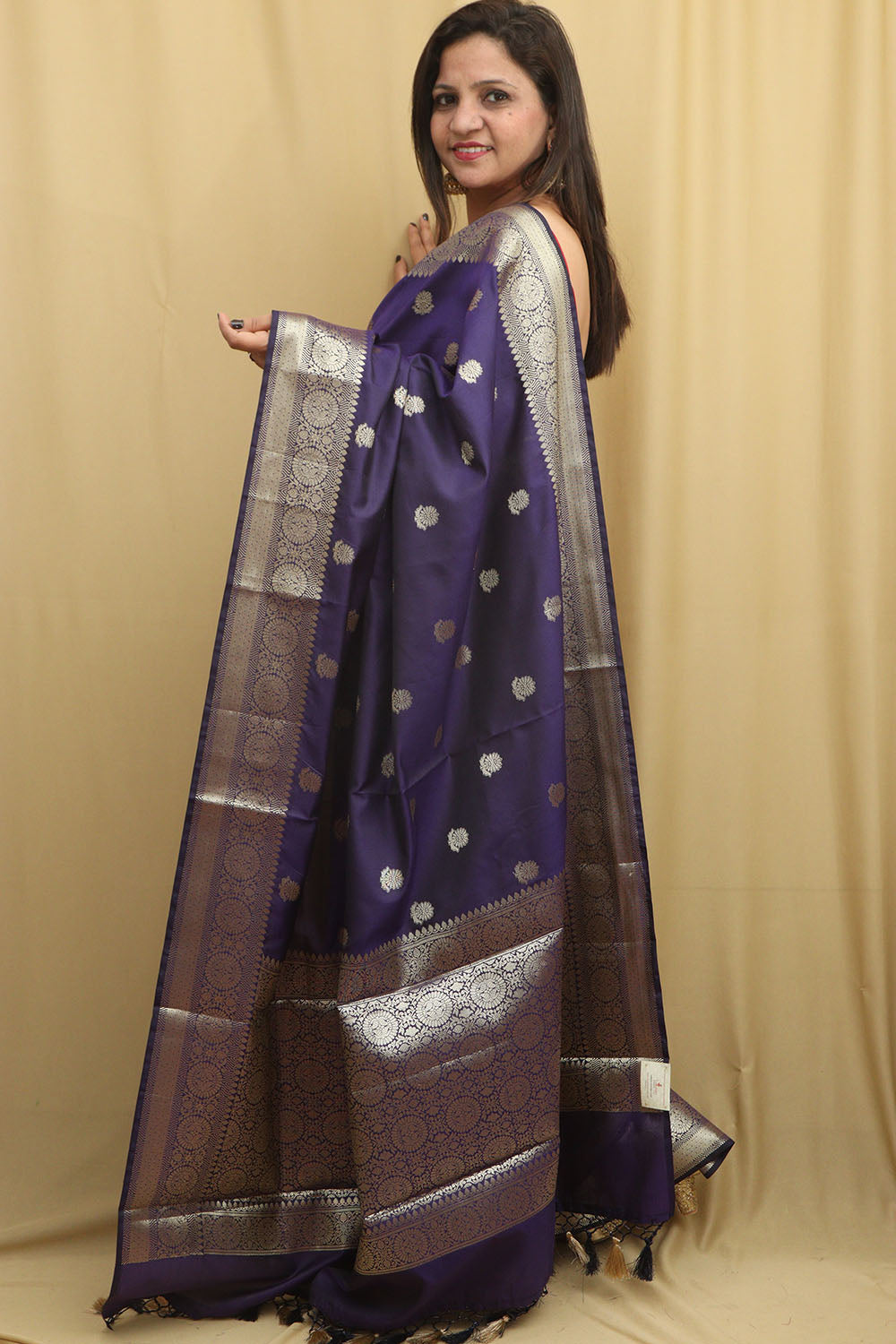 Royal Blue Banarasi Silk Saree - Classic Elegance - Luxurion World