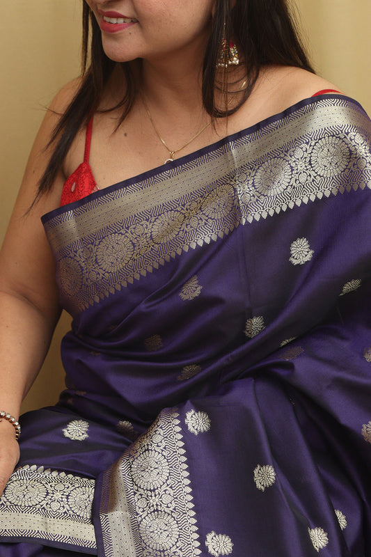 Royal Blue Banarasi Silk Saree - Classic Elegance - Luxurion World