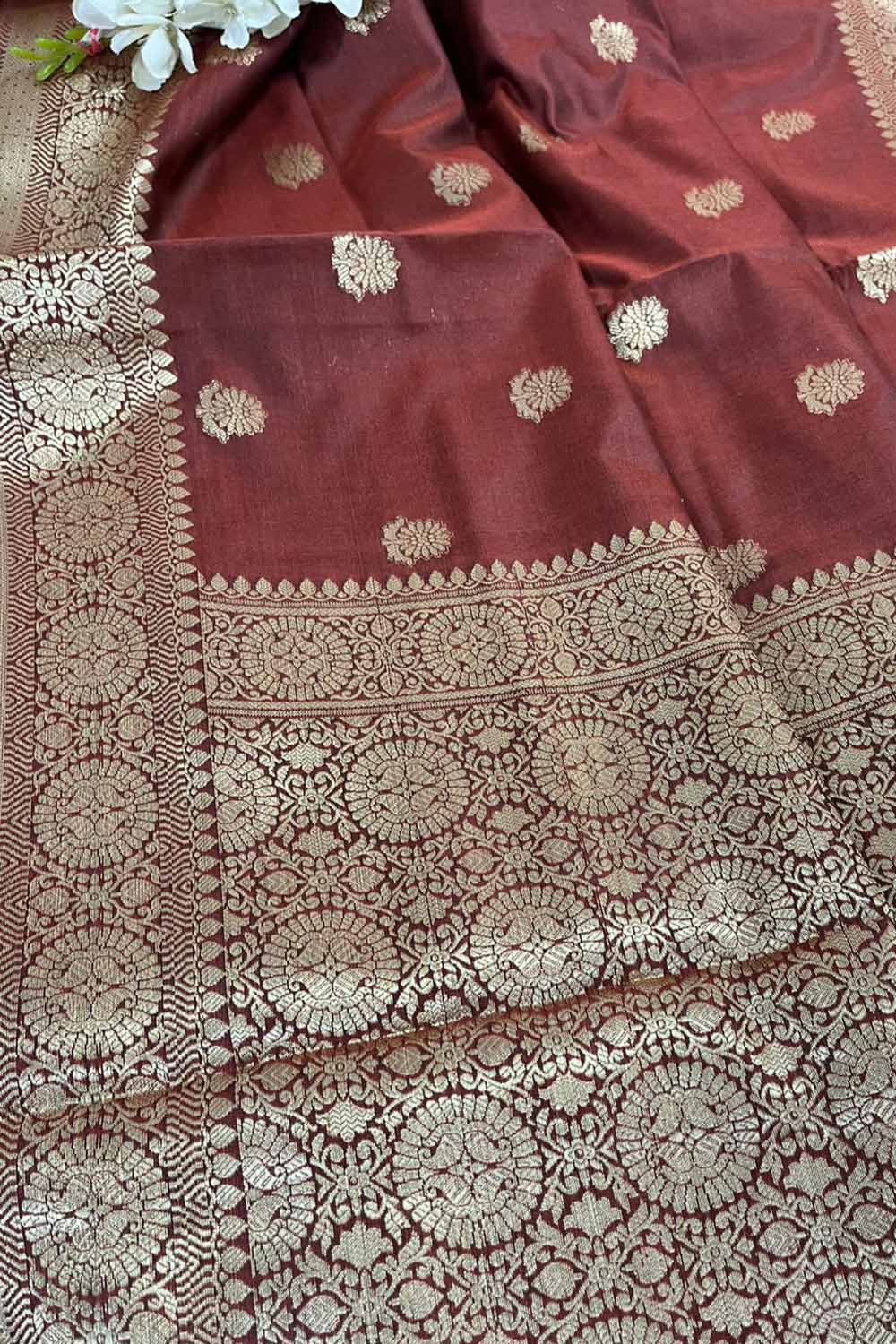 Elegant Brown Banarasi Silk Saree - Luxurion World