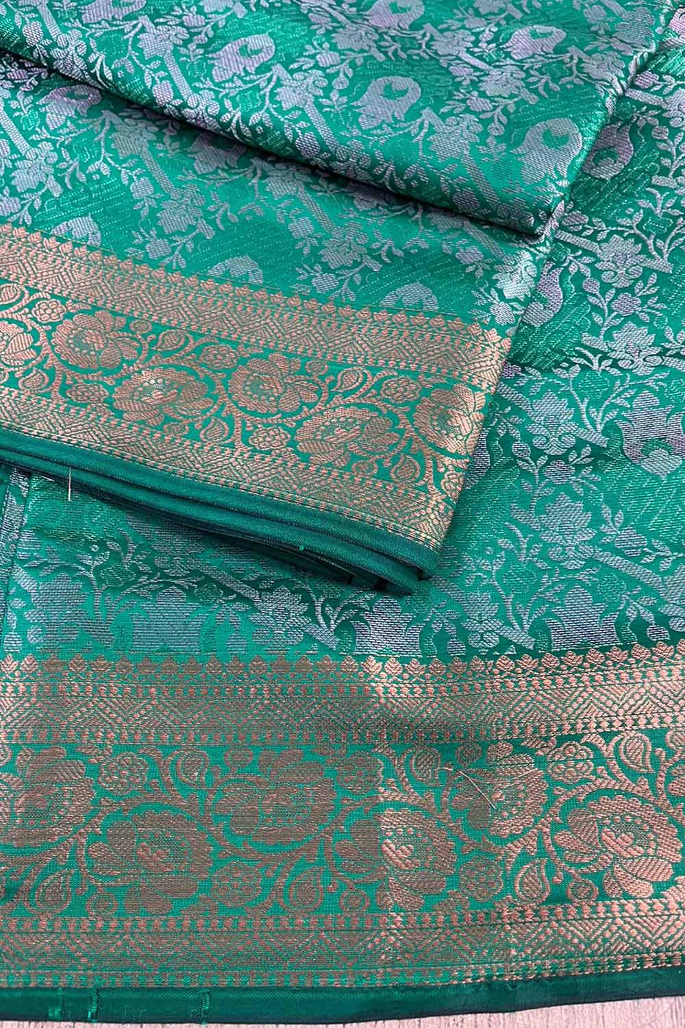 Elegance: Green Banarasi Silk Saree - Luxurion World