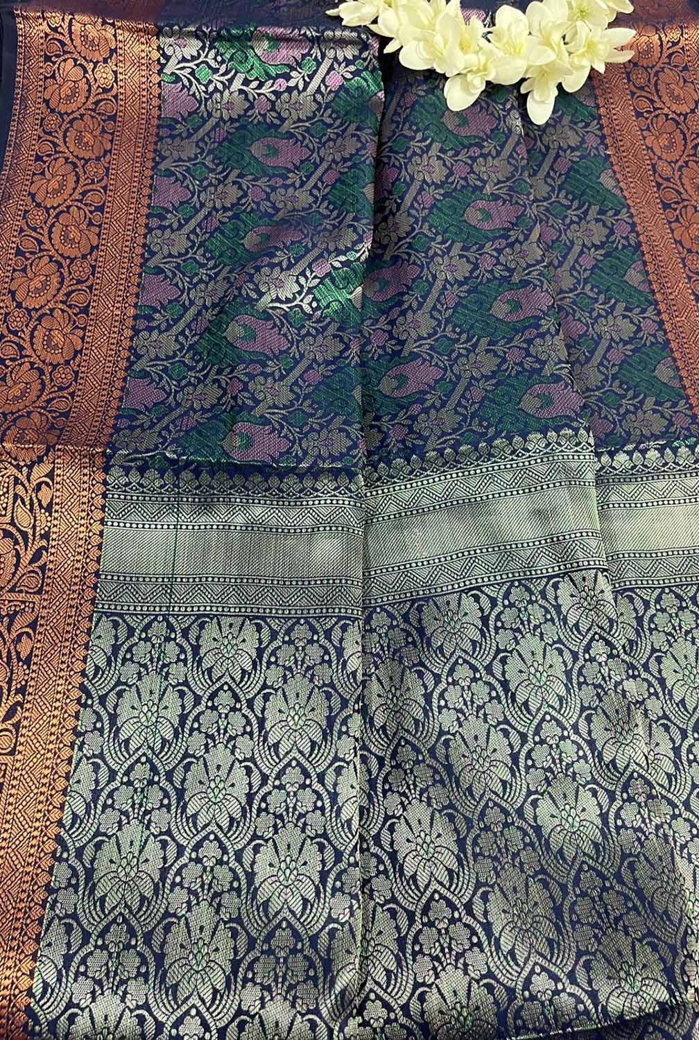Blue Banarasi Silk Saree - Elegant and Timeless - Luxurion World
