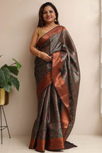 Elegant Brown Banarasi Silk Saree - Luxurion World