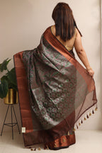 Elegant Brown Banarasi Silk Saree - Luxurion World
