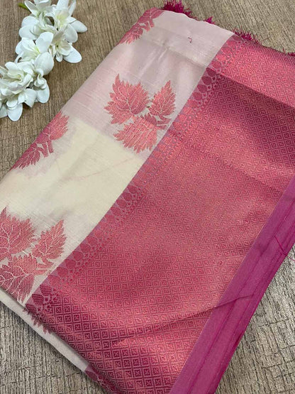 Soft and Elegant Pastel Banarasi Silk Saree - Luxurion World