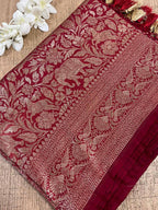 Stunning Red Banarasi Silk Shikargah Saree - Elegant and Timeless - Luxurion World