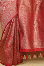 Stunning Red Banarasi Silk Shikargah Saree - Elegant and Timeless - Luxurion World