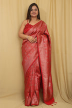 Stunning Red Banarasi Silk Saree - Elegant and Timeless - Luxurion World