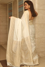 Dyeable Banarasi Mashru Silk Plain Saree - Luxurion World