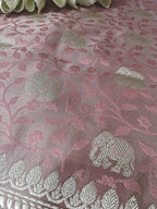 Onion Pink Banarasi Mashru Silk Elephant Design Saree - Luxurion World