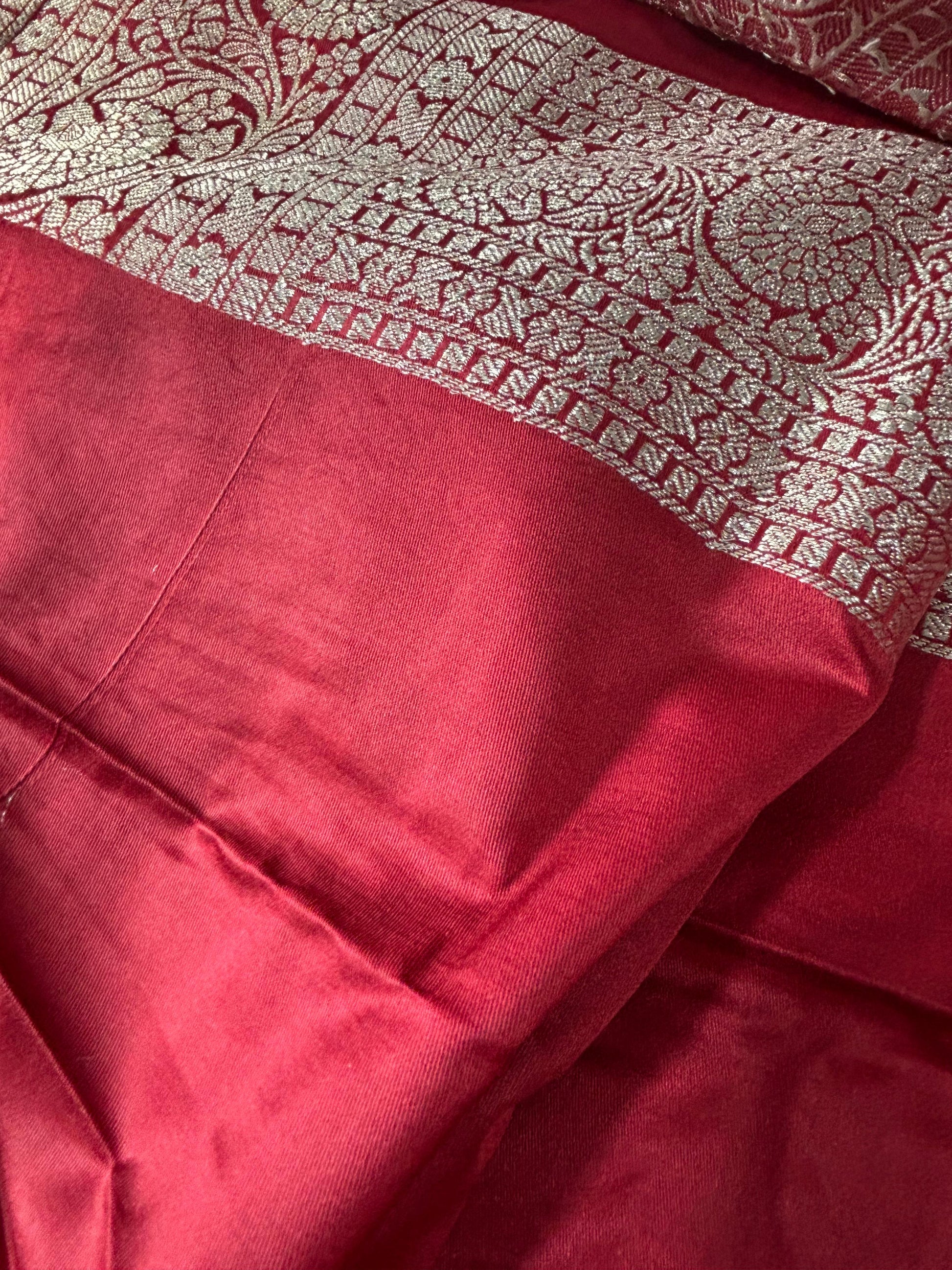 Maroon Banarasi Mashru Silk Bird Design Saree - Luxurion World