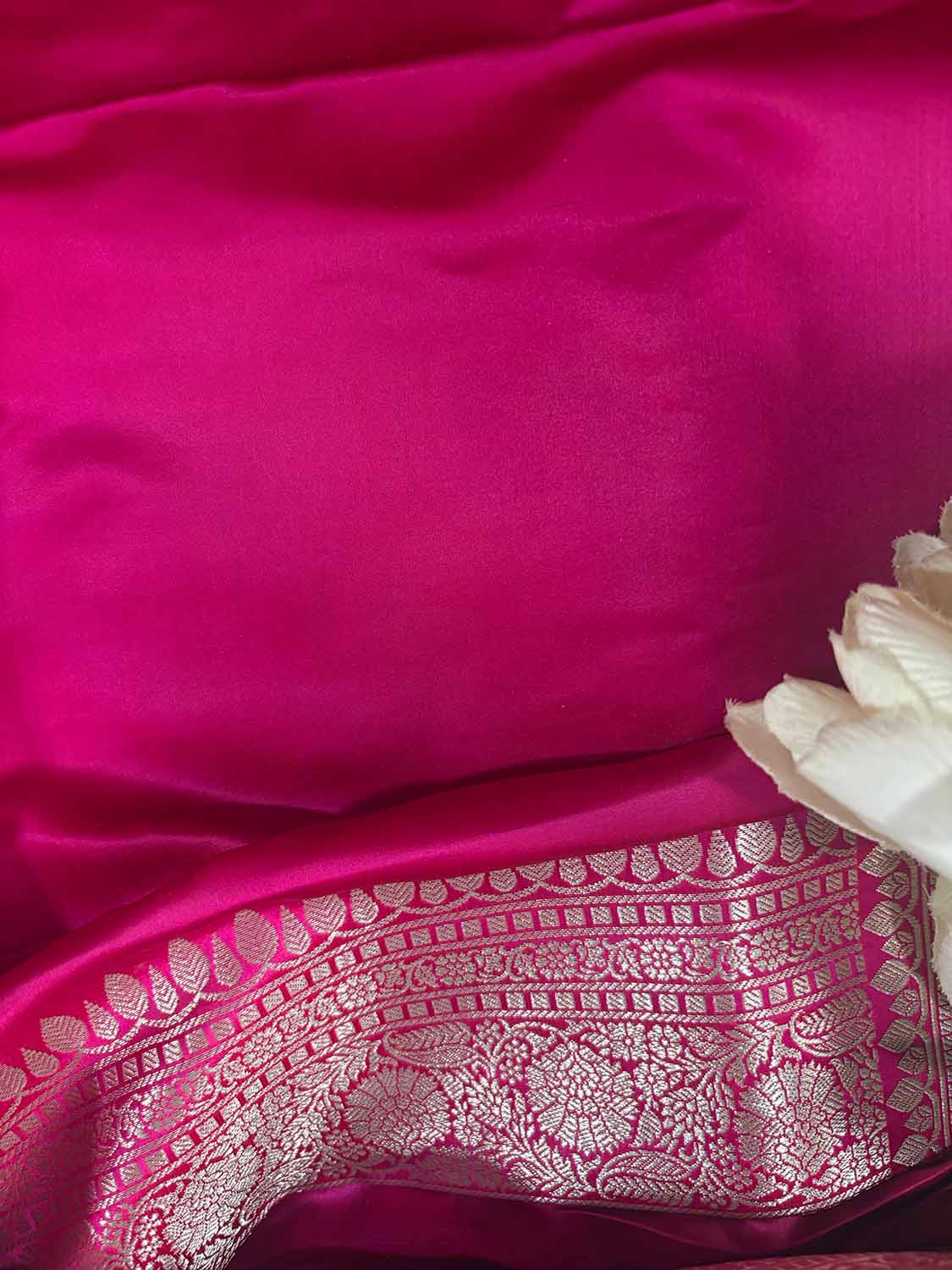 Pink Banarasi Mashru Silk Bird Design Saree - Luxurion World
