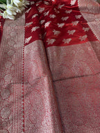 Burnt Orange Banarasi Mashru Silk Bird Design Saree - Luxurion World
