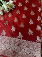 Burnt Orange Banarasi Mashru Silk Bird Design Saree - Luxurion World